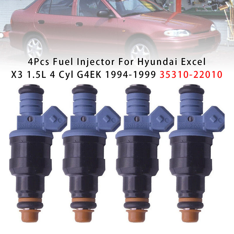 Hyundai Excel X3 1.5L 4 Cyl G4EK 1994-1999 35310-22010 4PCS Fuel Injector