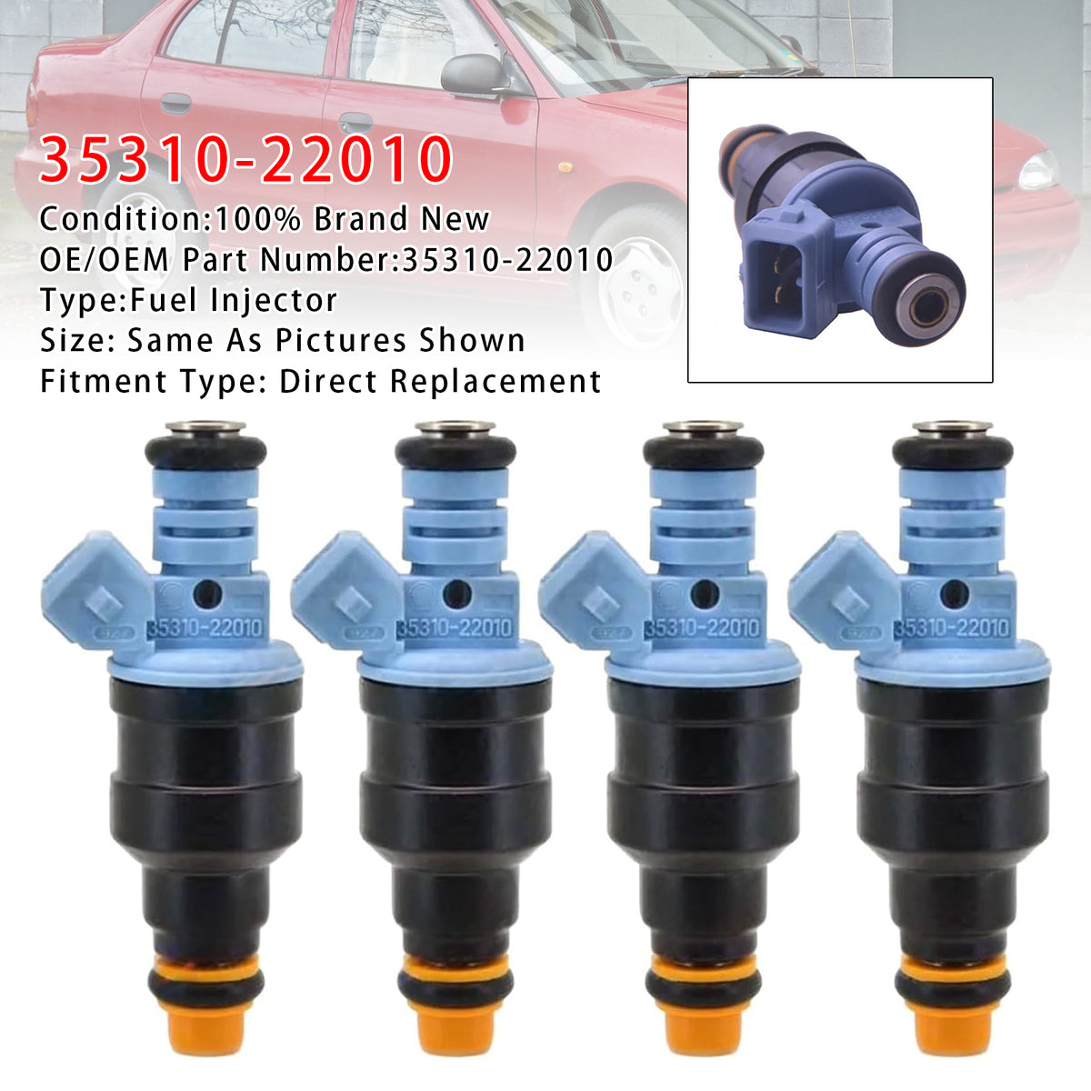 Hyundai Excel X3 1.5L 4 Cyl G4EK 1994-1999 35310-22010 4PCS Fuel Injector