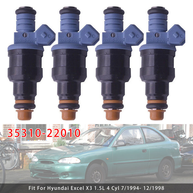 Hyundai Excel X3 1.5L 4 Cyl G4EK 1994-1999 35310-22010 4PCS Fuel Injector