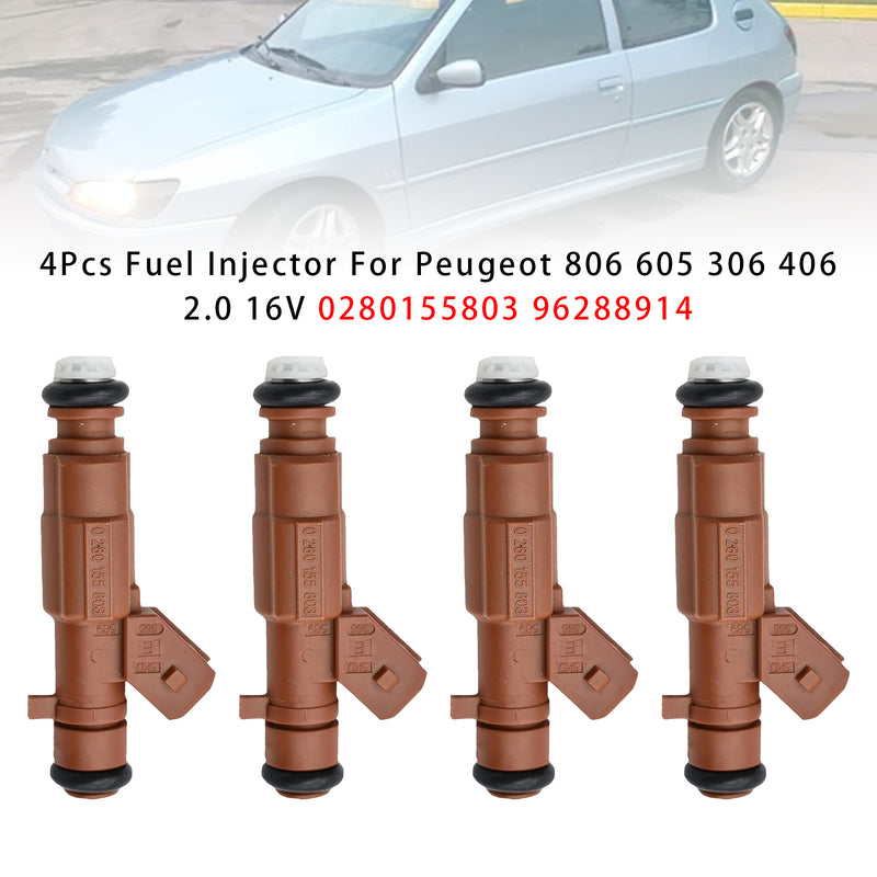 Peugeot 806 605 306 406 2.0 16V 0280155803 96288914 4PCS Fuel Injector