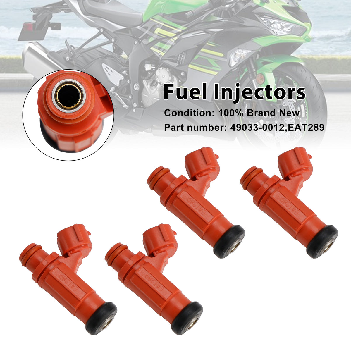Kawasaki NINJA 1000 ZX-6R Z1000 4PCS 49033-0012 Fuel Injectors EAT289