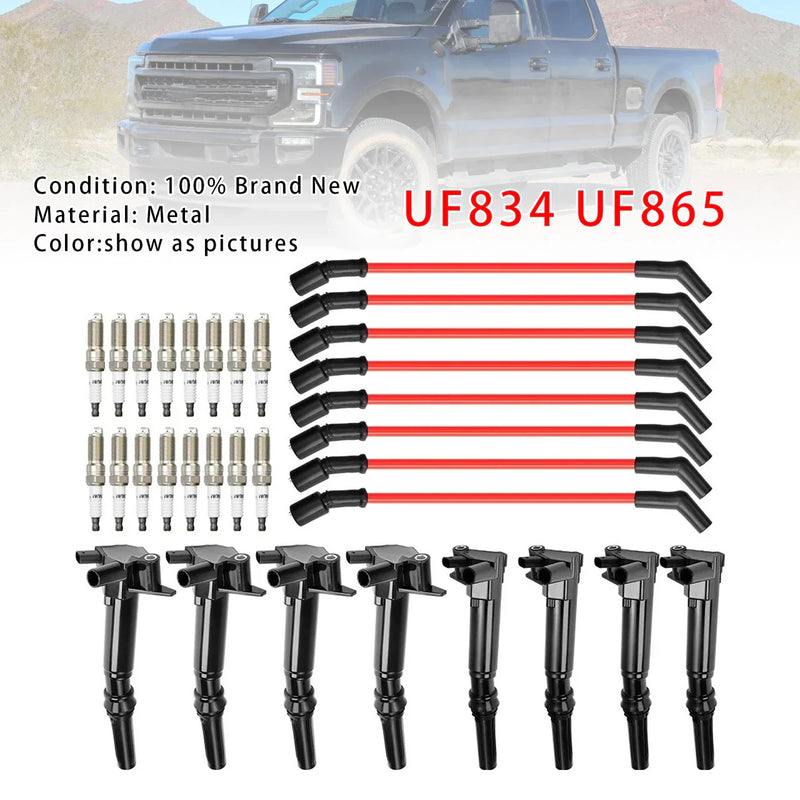 2018-2022 Ford F-250 F-350 E-350 Super Duty 6.2L V8 8 Ignition Coil+16 Spark Plug+8 Wires UF834 UF865