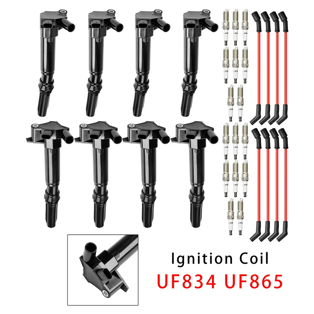 2018-2022 Ford F-250 Super Duty 6.2L V8 UF865 8 Ignition Coil+16 Spark Plug+8 Wires
