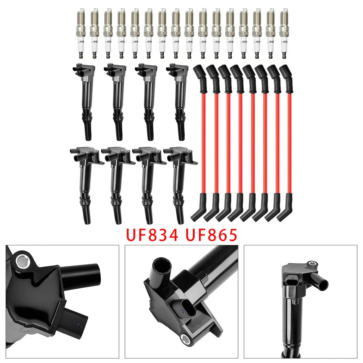 2018-2022 Ford F-250 Super Duty 6.2L V8 UF865 8 Ignition Coil+16 Spark Plug+8 Wires