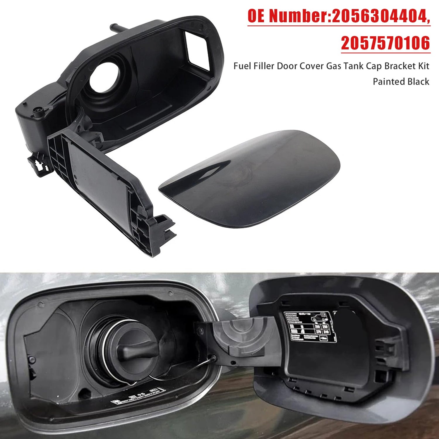 Mercedes Benz W205 C350 2015-2018 Fuel Gas Tank Cap Bracket Kit Painted 2056304404 2057570106