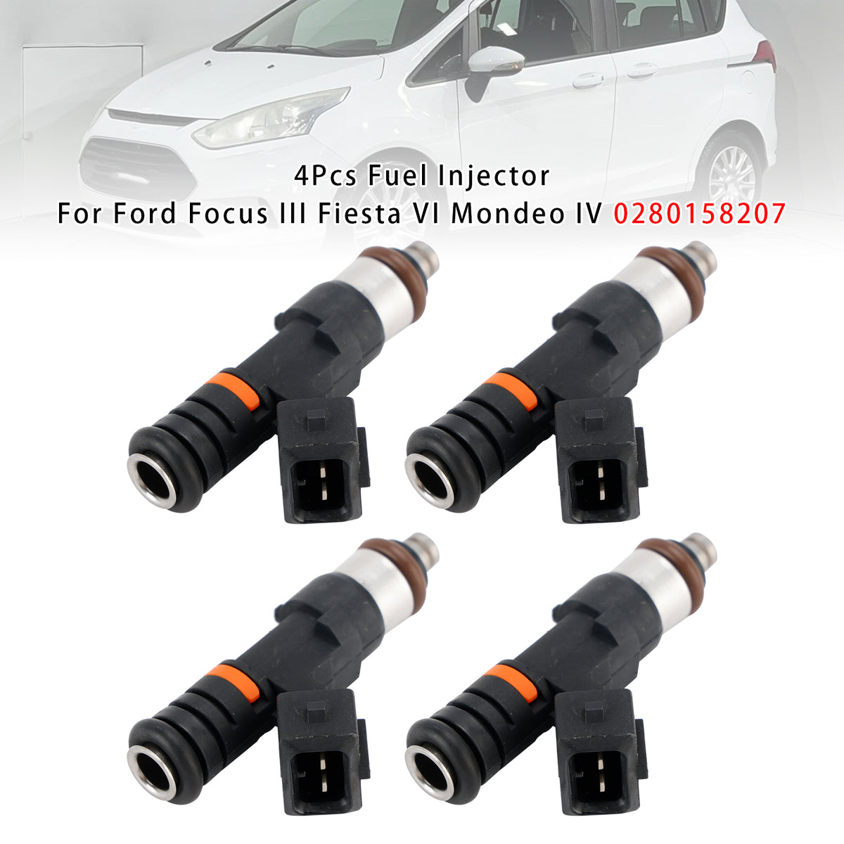 Ford Focus III Fiesta VI Mondeo IV 0280158207 4PCS Fuel Injector