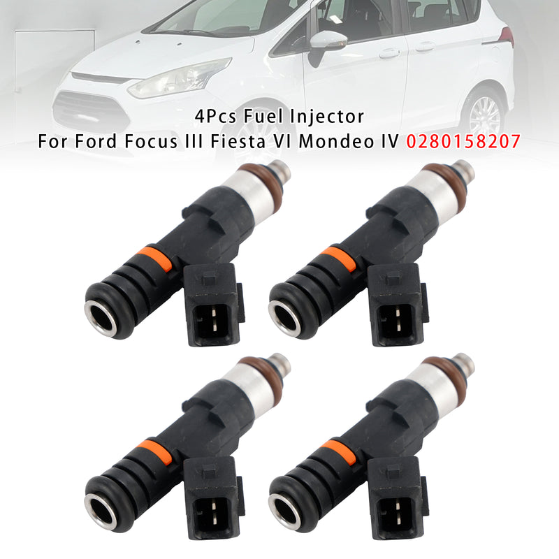 Ford Focus III Fiesta VI Mondeo IV 0280158207 4PCS Fuel Injector
