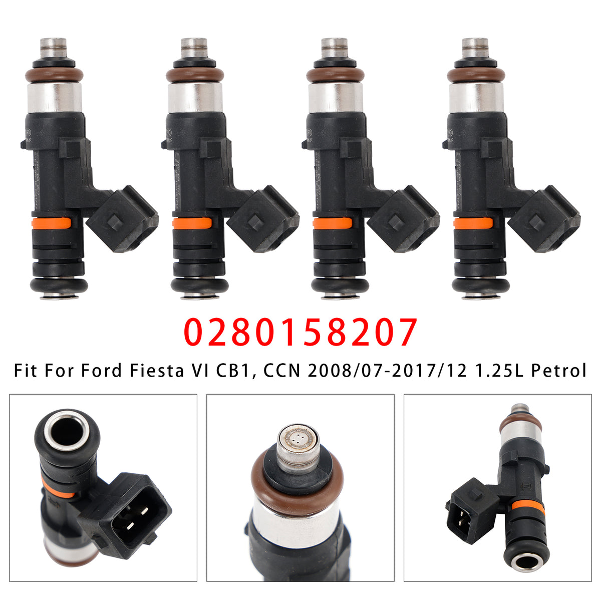Ford Focus III Fiesta VI Mondeo IV 0280158207 4PCS Fuel Injector