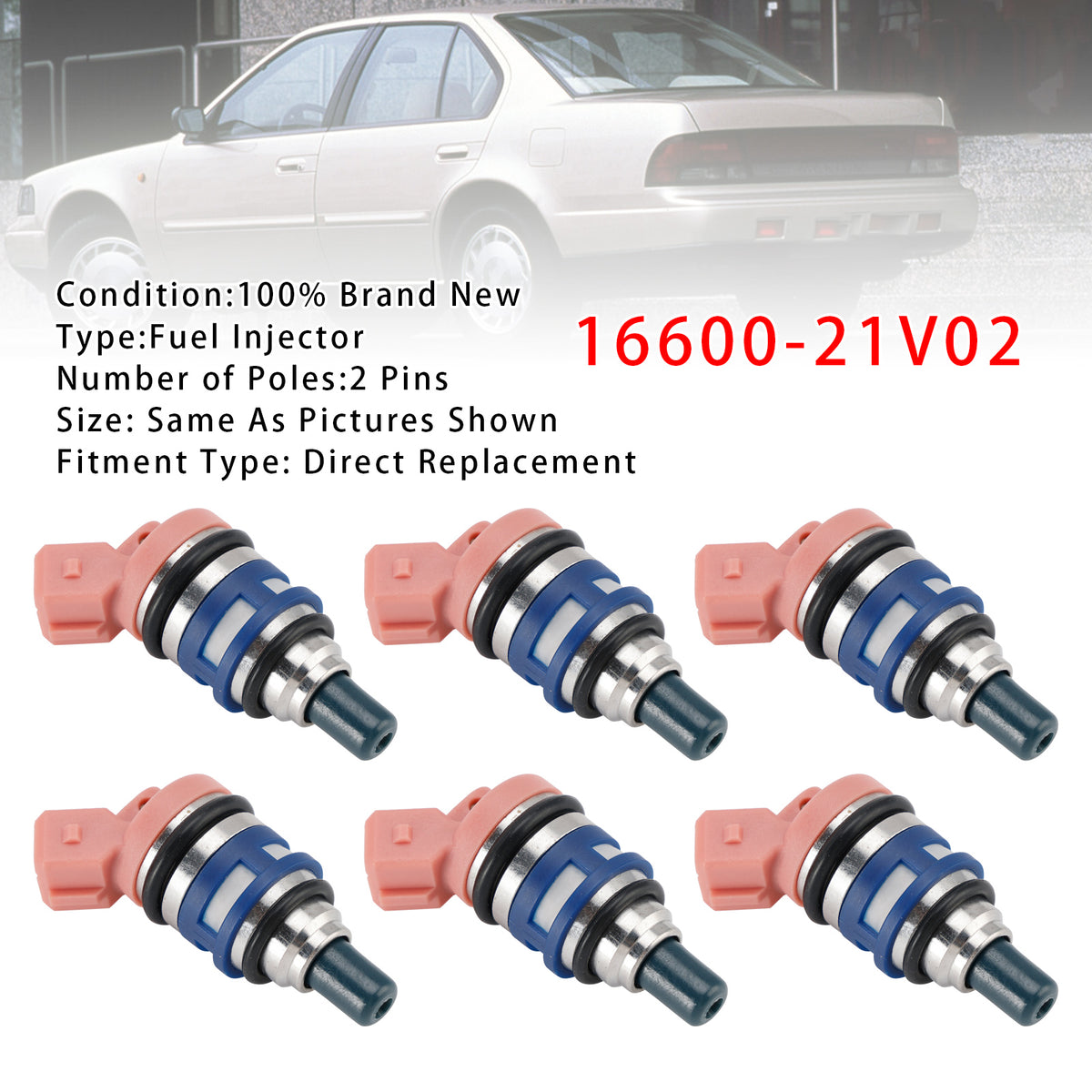 Nissan Maxima J30 Laurel 1988-1994 3.0 24V 16600-21V02 6PCS Fuel Injector