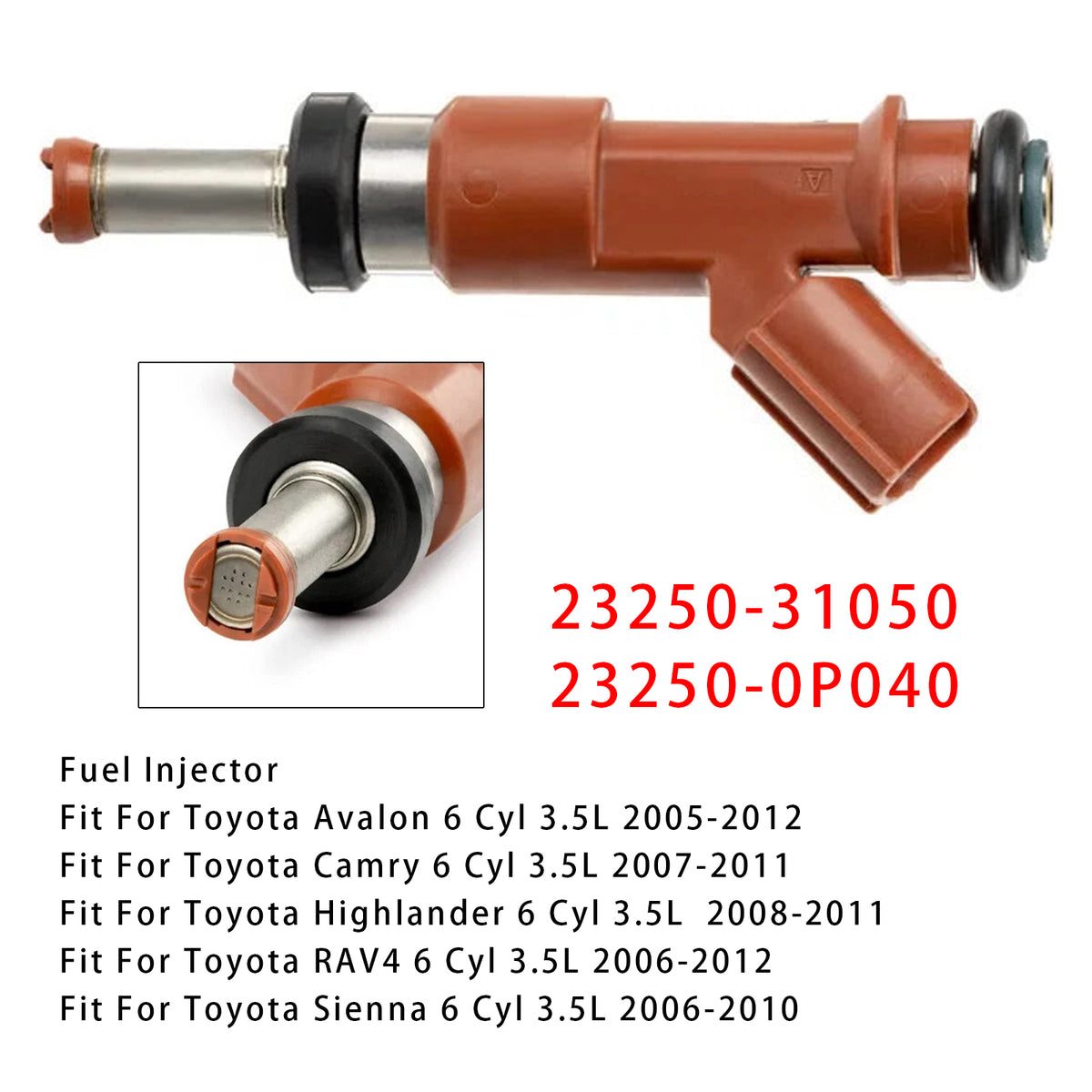 Toyota Camry Sienna Lexus RX350 3.5L V6 2007-2015 23250-31050 1PCS Fuel Injector