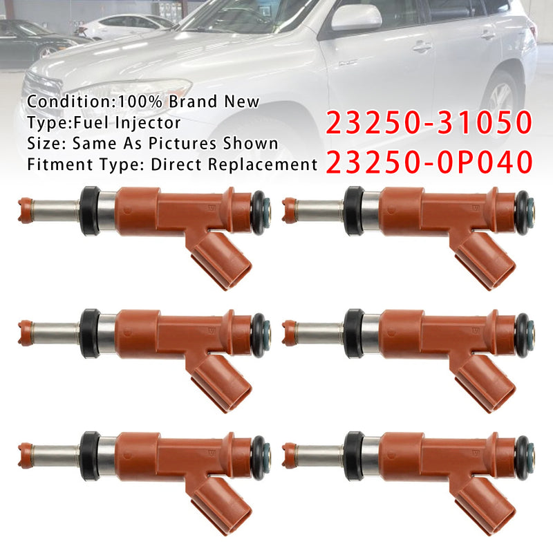 Toyota Camry Sienna Lexus RX350 3.5L V6 2007-2015 23250-31050 6PCS Fuel Injector