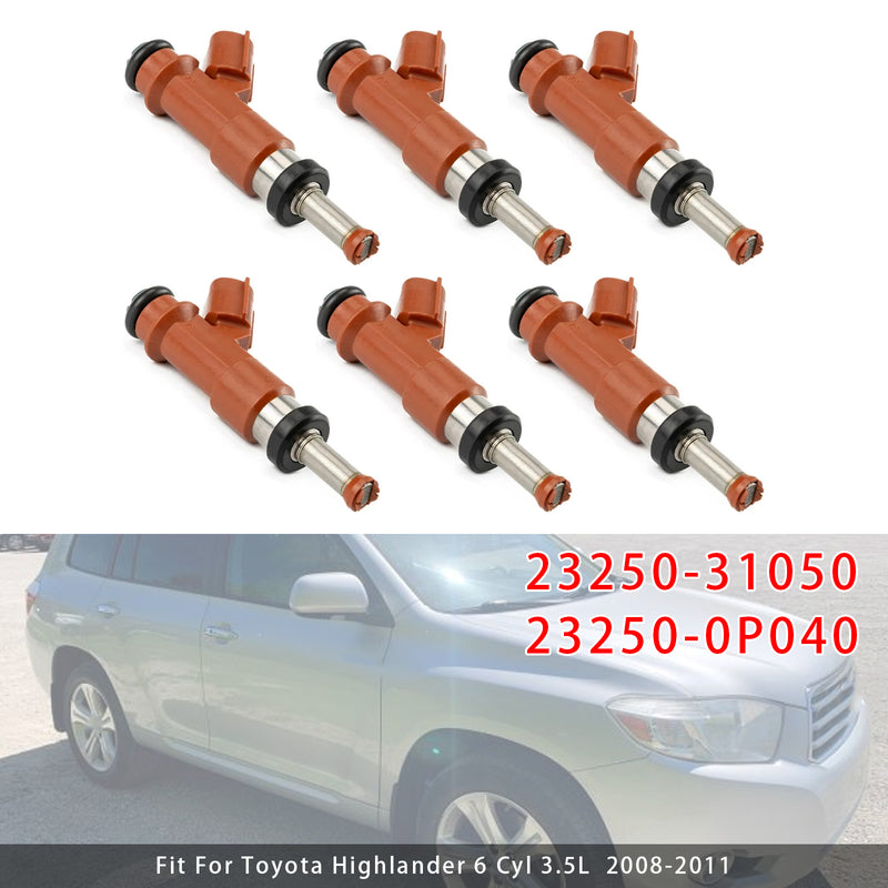 Toyota Camry Sienna Lexus RX350 3.5L V6 2007-2015 23250-31050 6PCS Fuel Injector