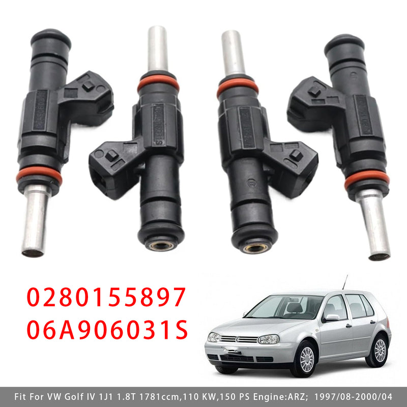 VW Golf IV Audi TT A3 Seat 1.8T 0280155897 06A906031S 4PCS Fuel Injector