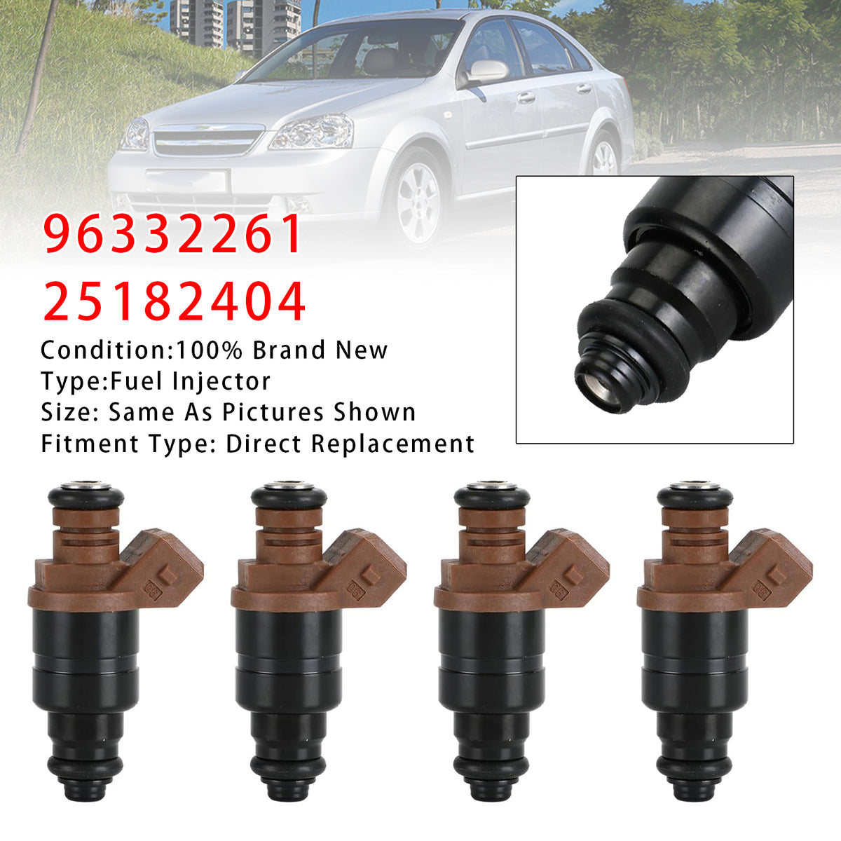 Chevrolet Optra Lacetti 1.4L 1.6L 2005-2016 96332261 25182404 4PCS Fuel Injector