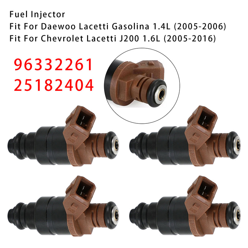 Chevrolet Optra Lacetti 1.4L 1.6L 2005-2016 96332261 25182404 4PCS Fuel Injector