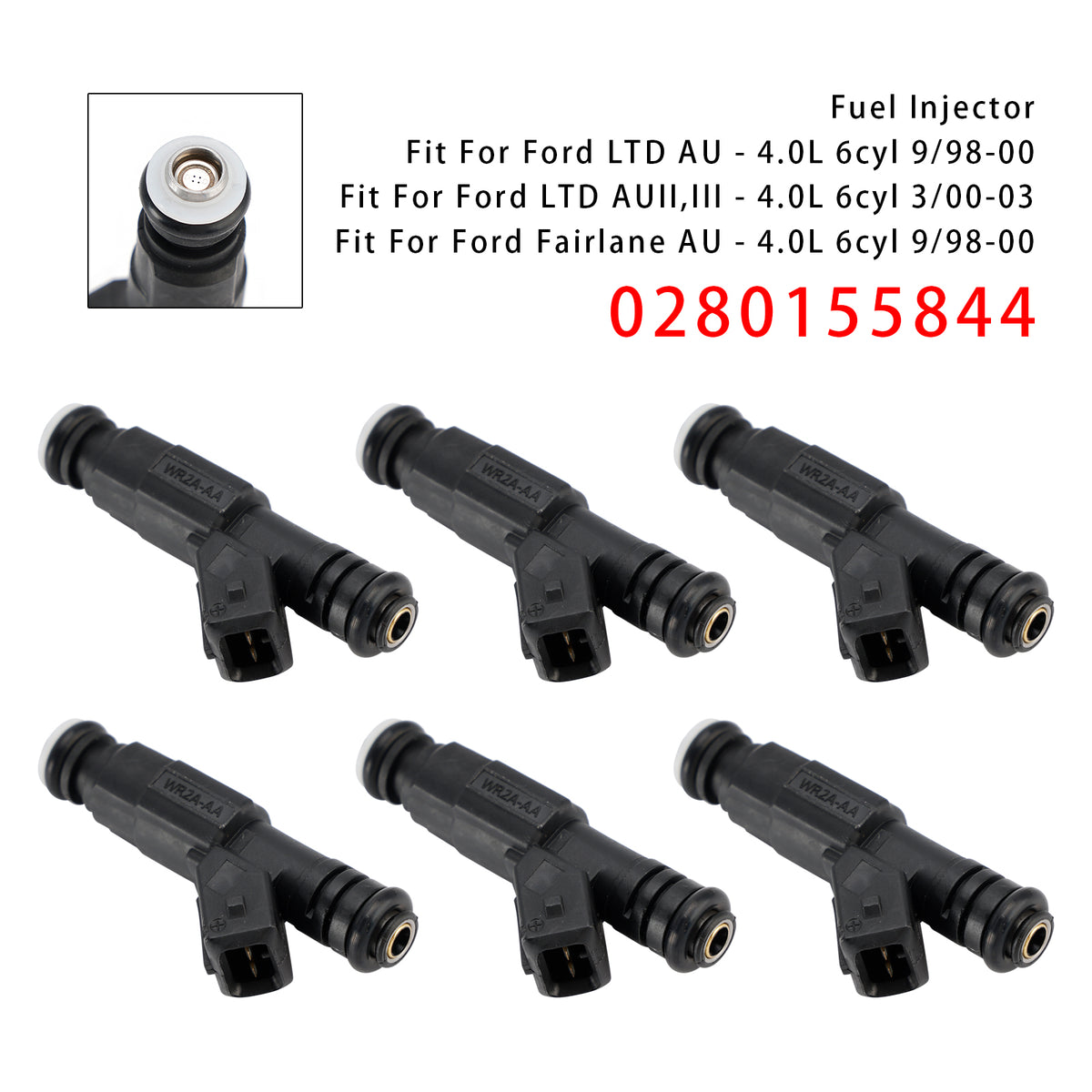 Ford Falcon AU 4.0L Jeep Cherokee Commander 0280155844 6PCS Fuel Injector