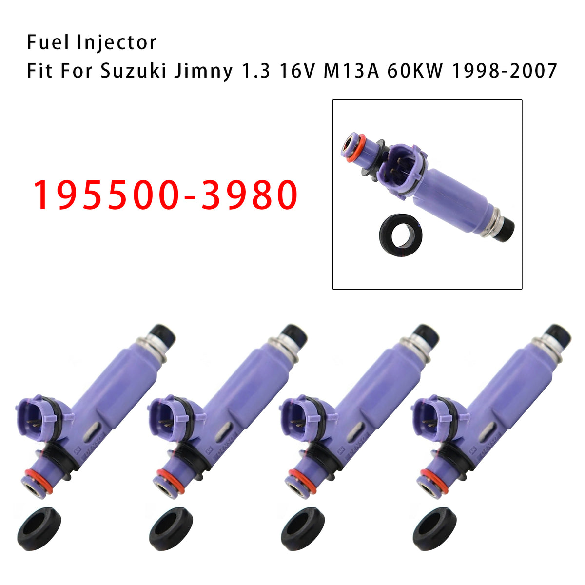 Suzuki Jimny 1998-2007 1.3 16V M13A 195500-3980 4PCS Fuel Injector