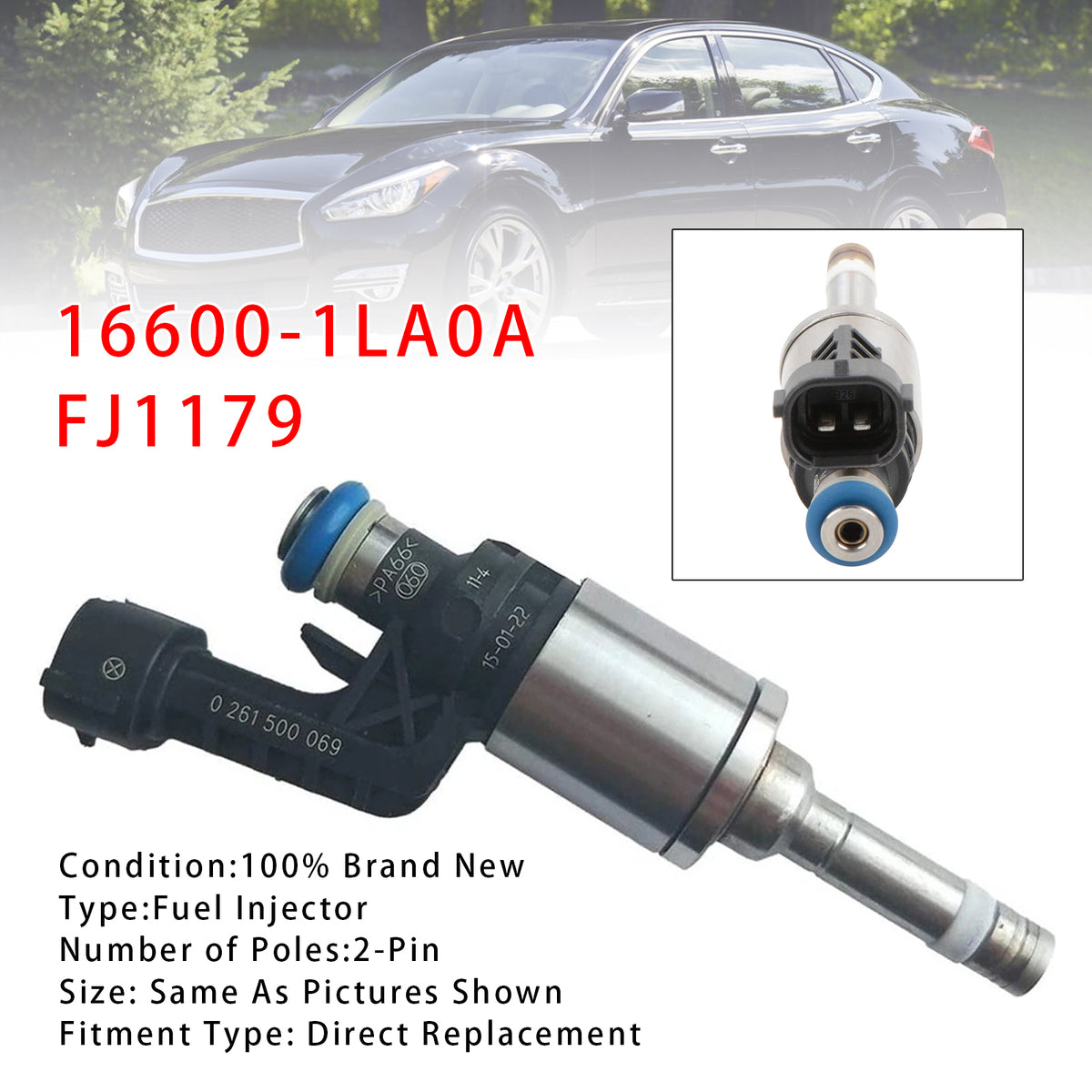 Infiniti M56 QX56 Q70 5.6L 16600-1LA0A FJ1179 1PCS Fuel Injector