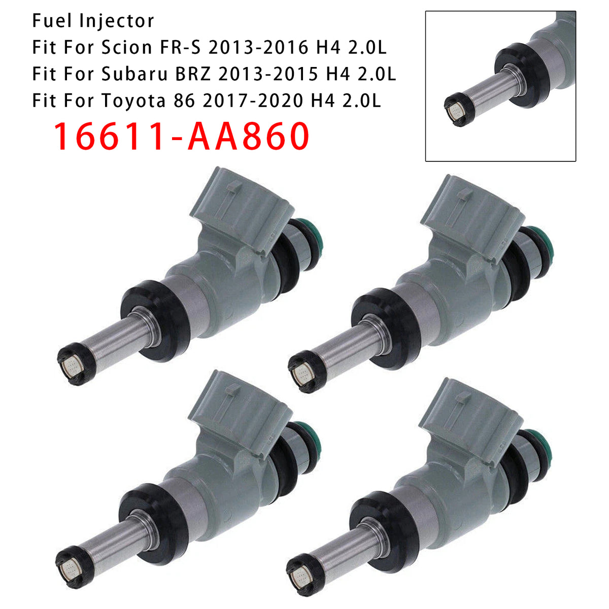 Subaru BRZ Scion FR-S Toyota 86 2.0L 2013-2020 16611-AA860 4PCS Fuel Injector