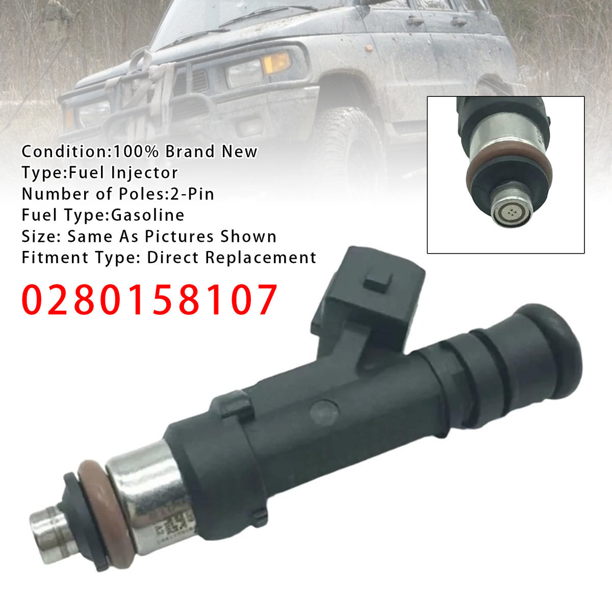 UAZ 3160 2.9L 1994-2003 0280158107 1PCS Fuel Injector