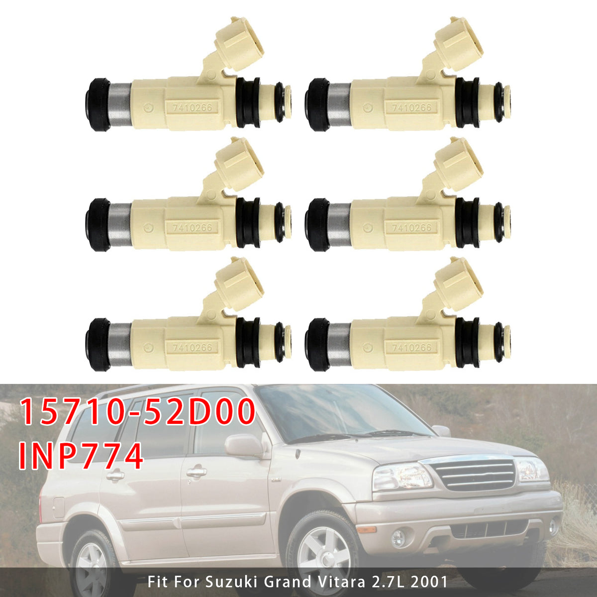 Suzuki Grand Vitara XL-7 2.7L 2001-2006 15710-52D00 INP774 6PCS Fuel Injector