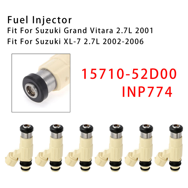 Suzuki Grand Vitara XL-7 2.7L 2001-2006 15710-52D00 INP774 6PCS Fuel Injector