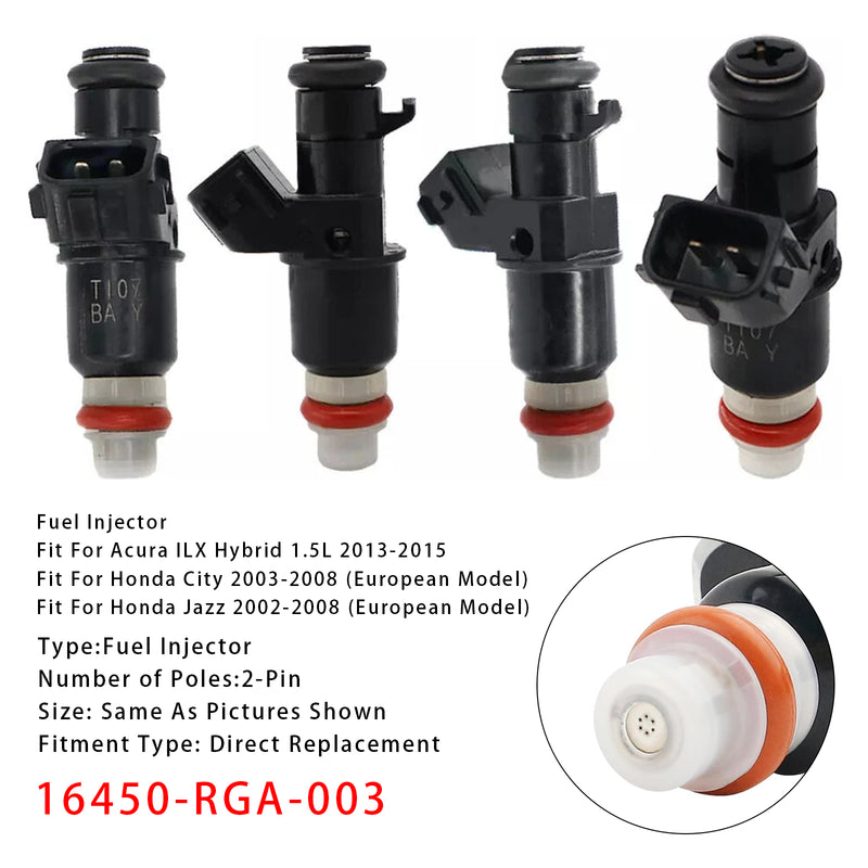 Honda Civic Hybrid 1.3L 1.5L Insight Hybrid 16450-RGA-003 4PCS Fuel Injector