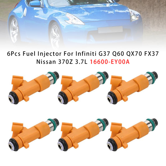 Infiniti G37 Q60 QX70 FX37 Nissan 370Z 3.7L 16600-EY00A 6PCS Fuel Injector