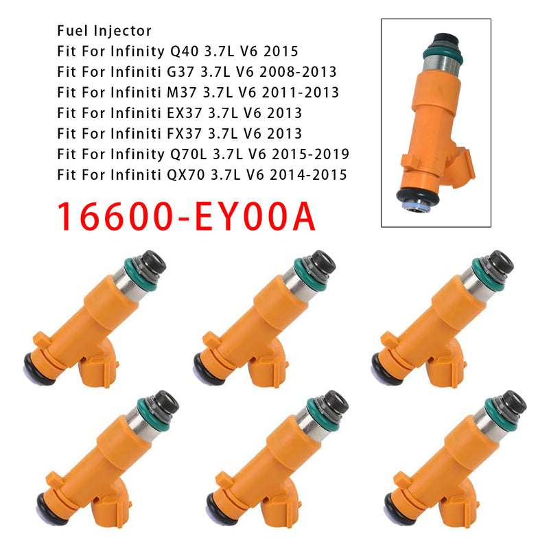 Infiniti G37 Q60 QX70 FX37 Nissan 370Z 3.7L 16600-EY00A 6PCS Fuel Injector