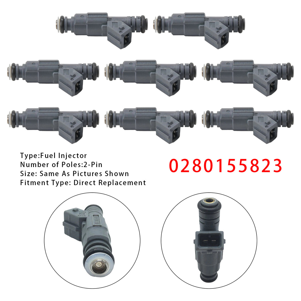 BMW X5 E39 E38 E53 Land Rover Range Rover MK3 0280155823 8PCS Fuel Injector