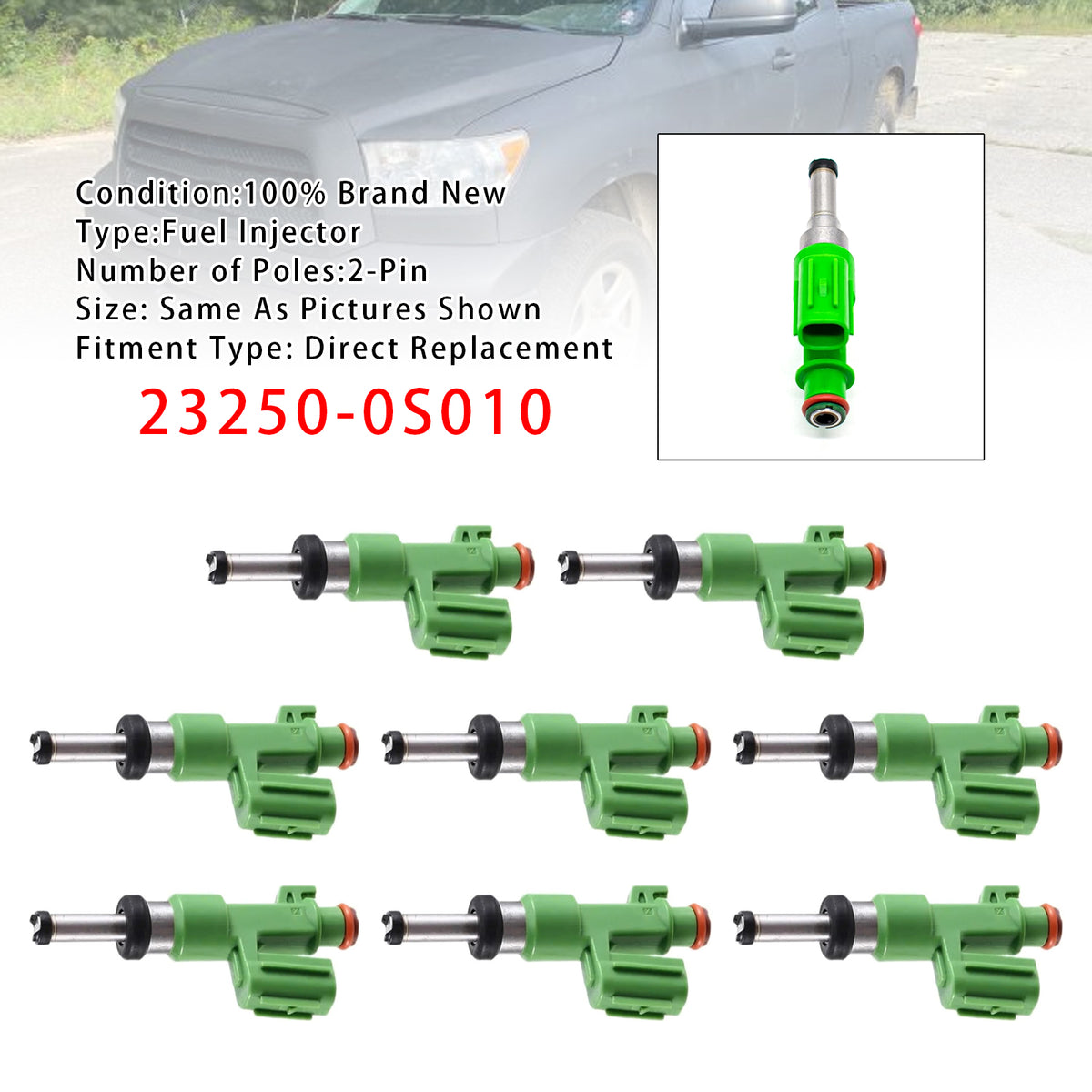 Toyota Tundra 5.7L V8 2007 23250-0S010 8PCS Fuel Injector