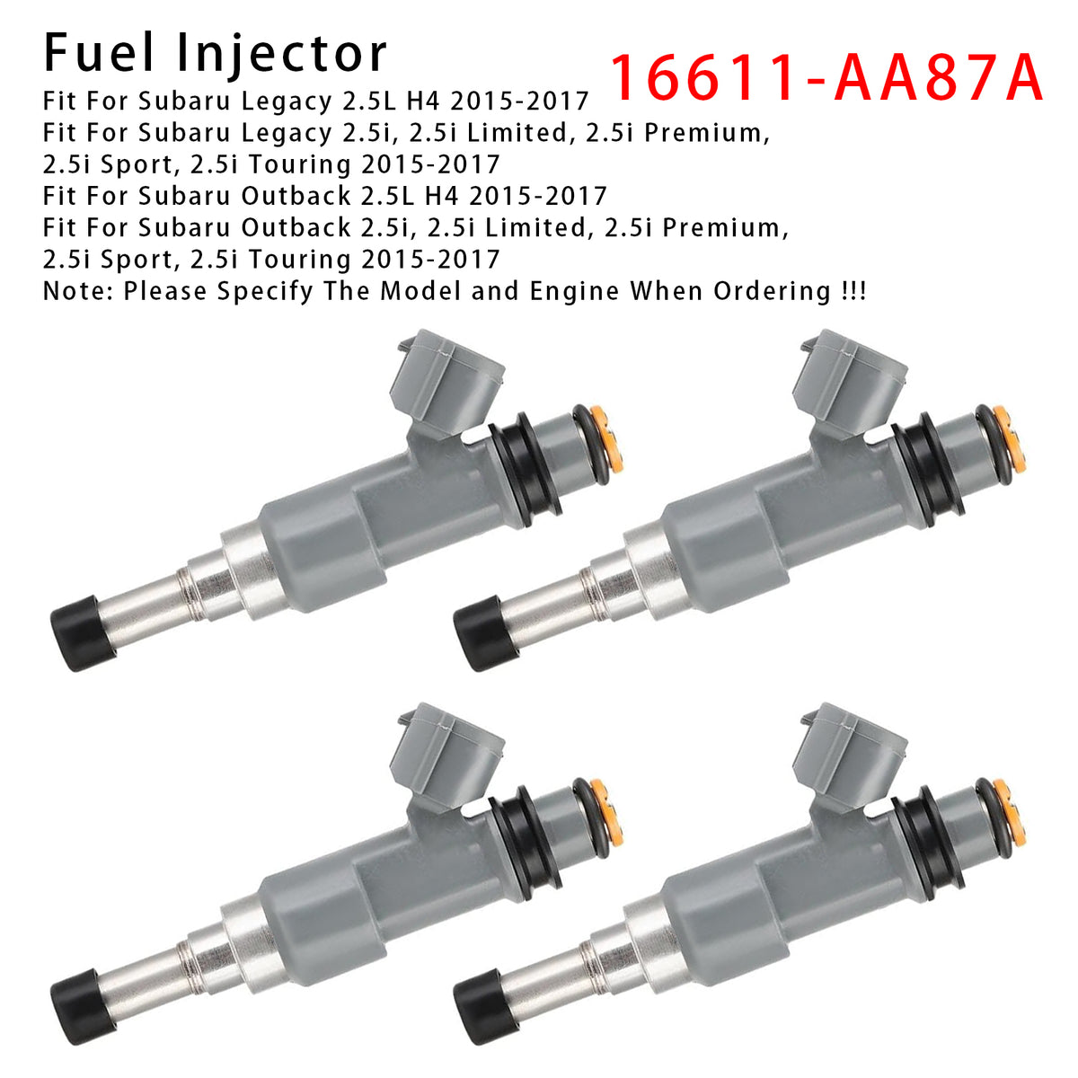 Subaru Legacy Outback 2.5L H4 2015-2017 16611-AA87A 4PCS Fuel Injector