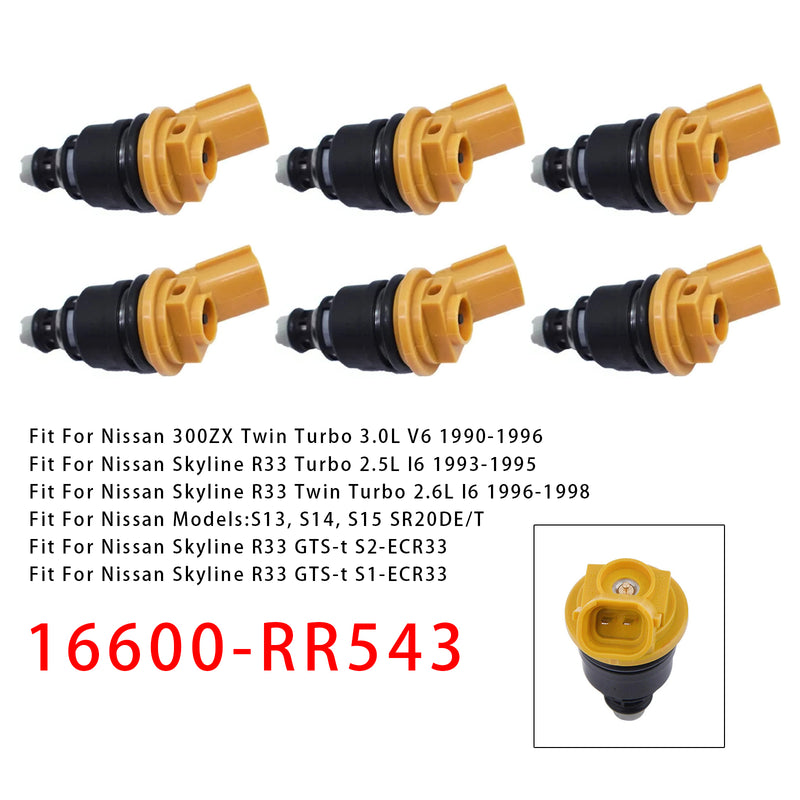 Nissan Silvia SR20DET S13 14 15 Skyline R33 16600-RR543 6PCS Fuel Injector