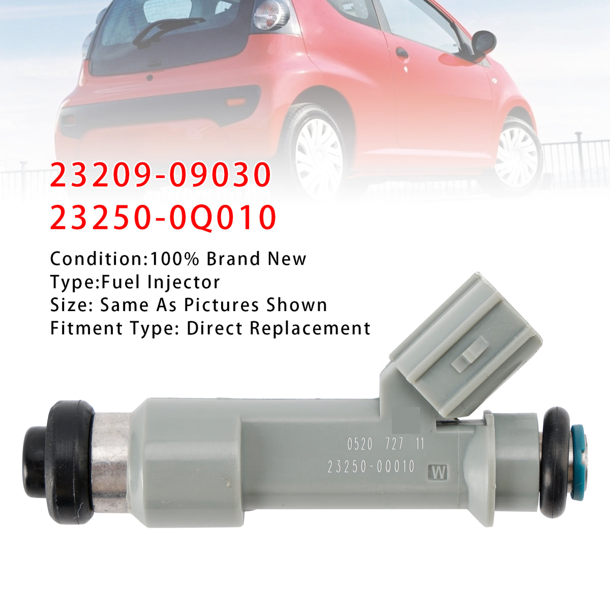 Toyota Citroen Peugeot 1.0 23209-09030 23250-0Q010 1PCS Fuel Injector