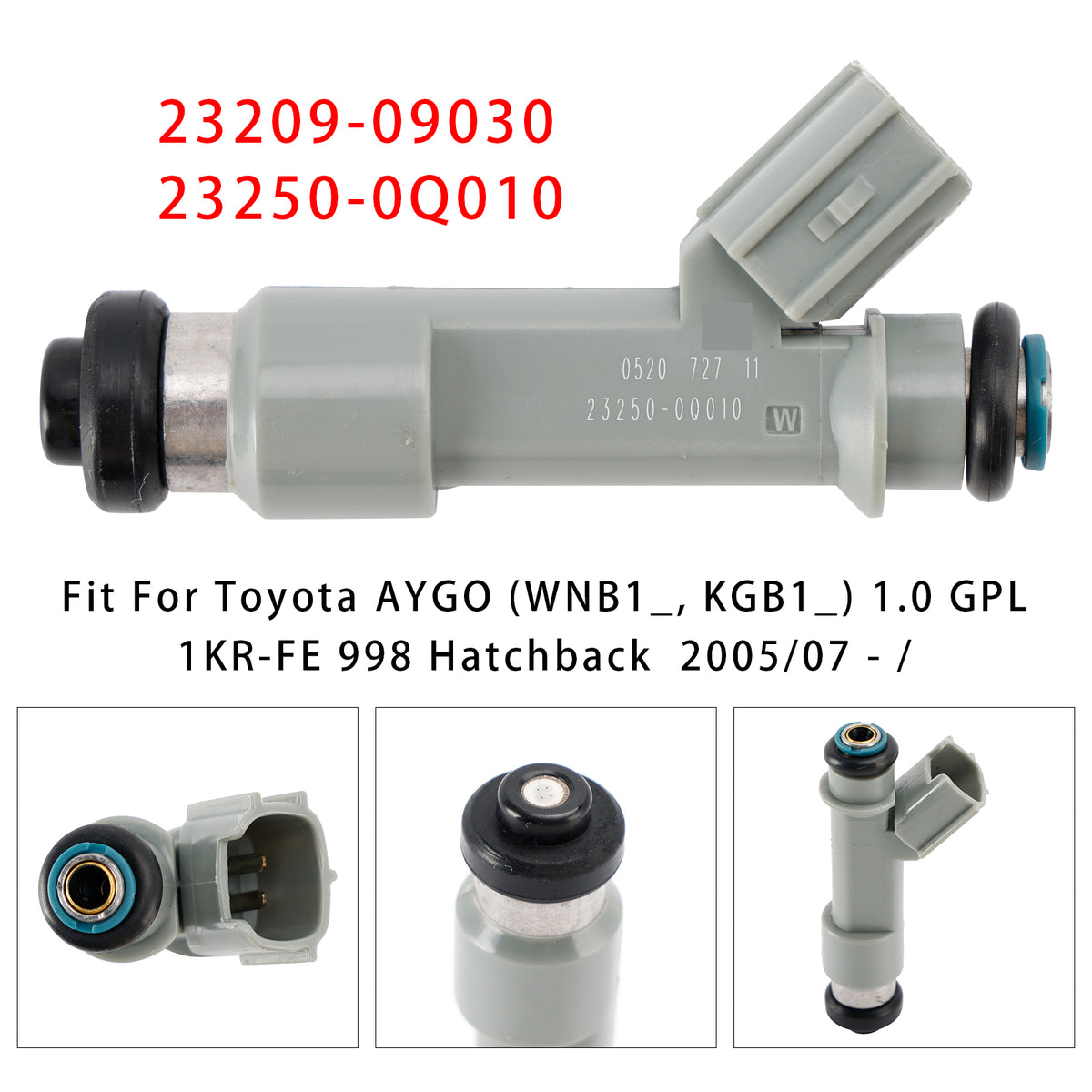 Toyota Citroen Peugeot 1.0 23209-09030 23250-0Q010 1PCS Fuel Injector