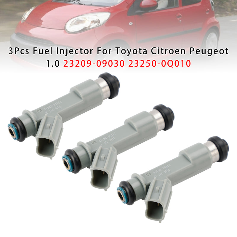 Toyota Citroen Peugeot 1.0 23209-09030 23250-0Q010 3Pcs Fuel Injector