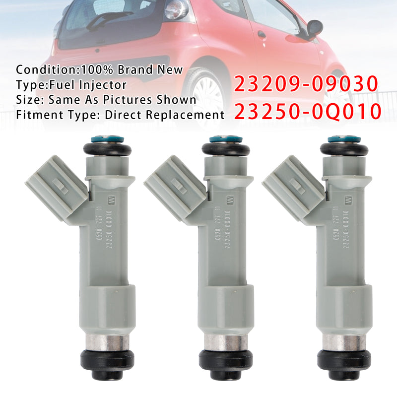 Toyota Citroen Peugeot 1.0 23209-09030 23250-0Q010 3Pcs Fuel Injector