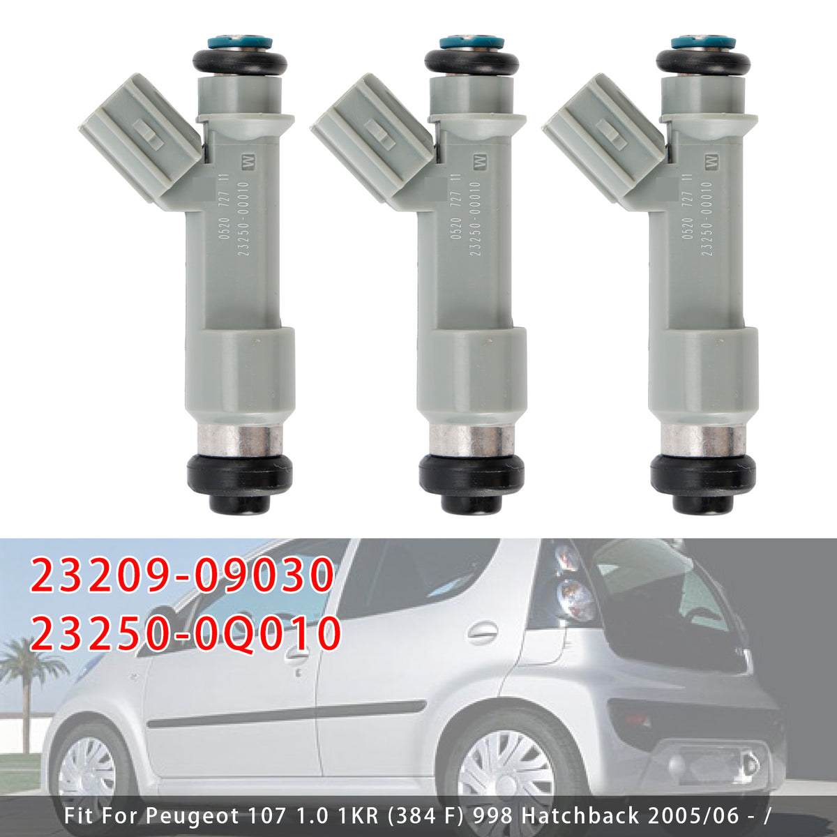 Toyota Citroen Peugeot 1.0 23209-09030 23250-0Q010 3Pcs Fuel Injector