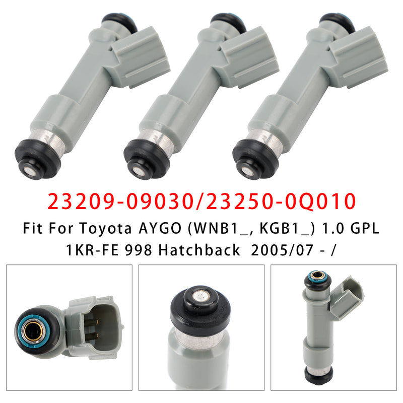 Toyota Citroen Peugeot 1.0 23209-09030 23250-0Q010 3Pcs Fuel Injector