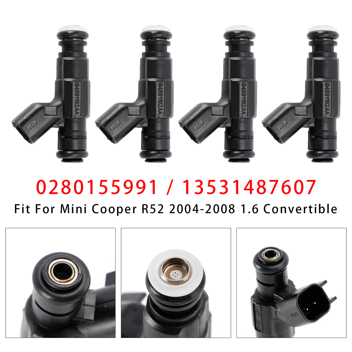 Mini Cooper One R50 R53 R52 1.6 0280155991 13531487607 4PCS Fuel Injector