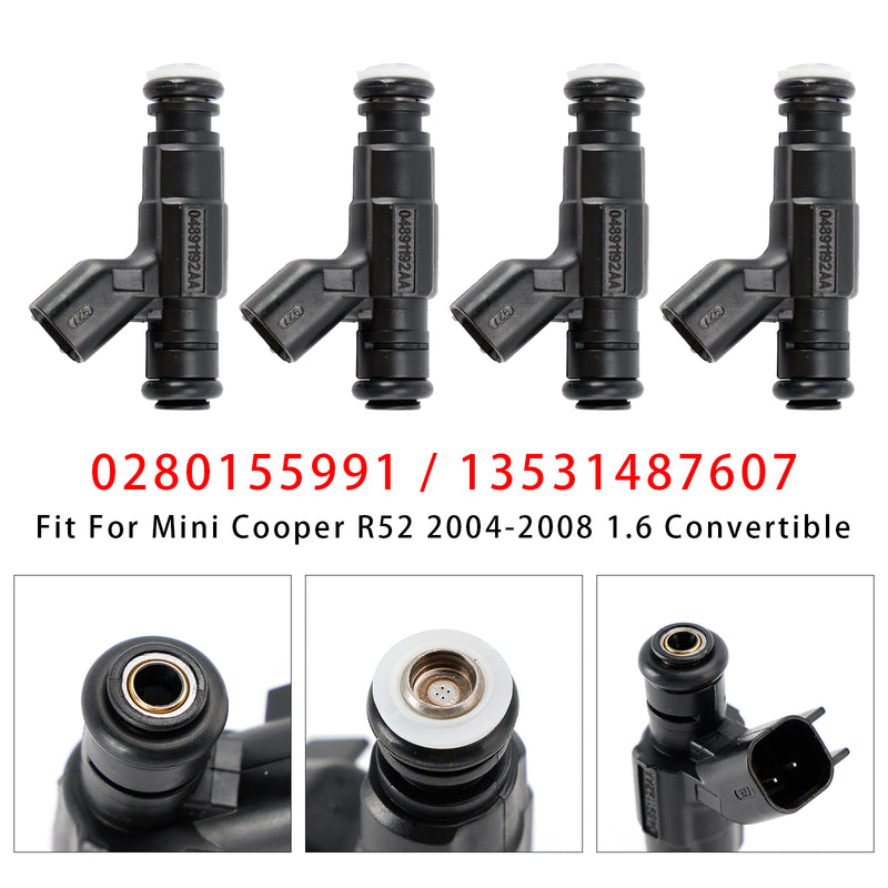 Mini Cooper One R50 R53 R52 1.6 0280155991 13531487607 4PCS Fuel Injector