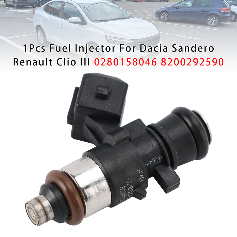 Dacia Sandero Renault Clio III 0280158046 8200292590 1PCS Fuel Injector
