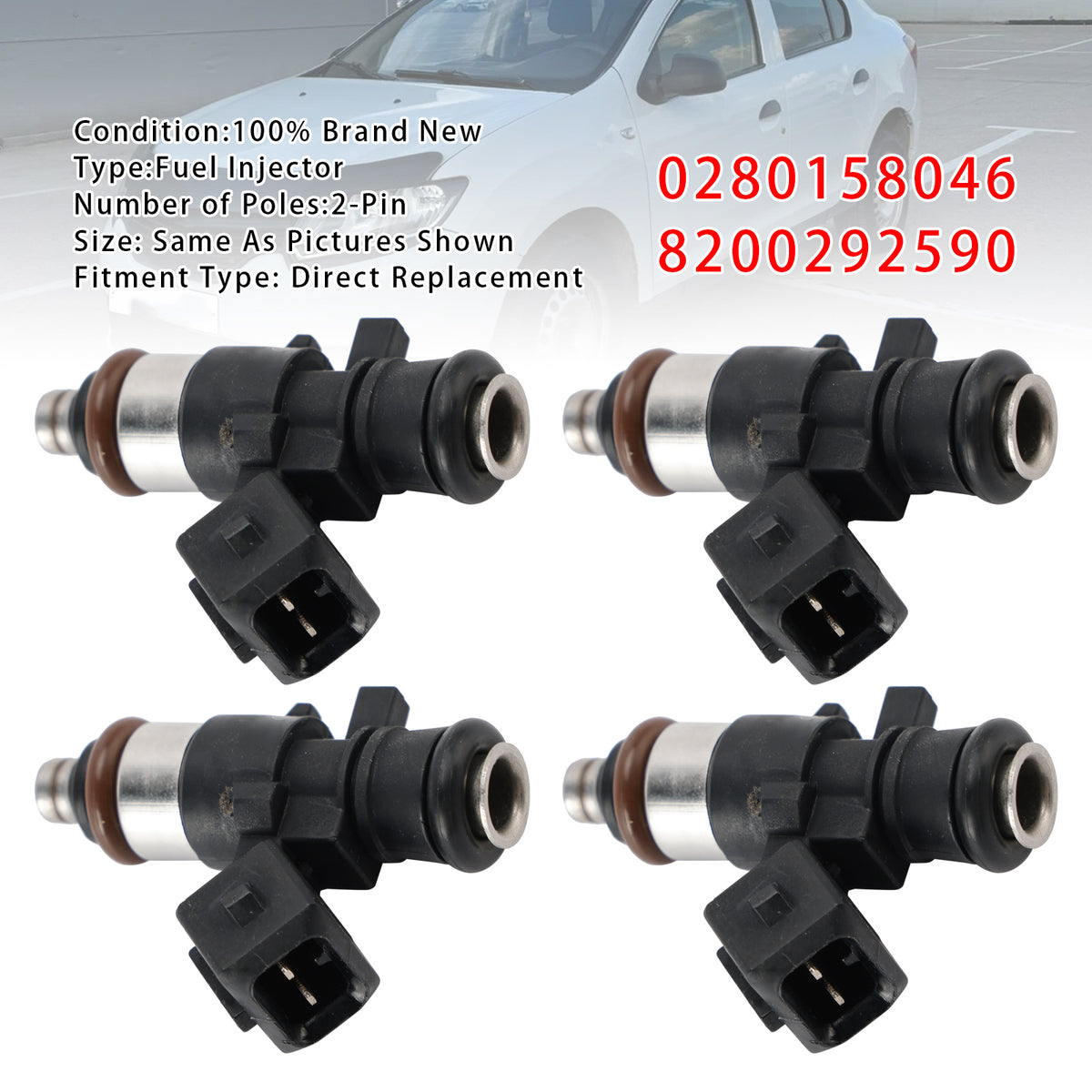 Dacia Sandero Renault Clio III 0280158046 8200292590 4PCS Fuel Injector