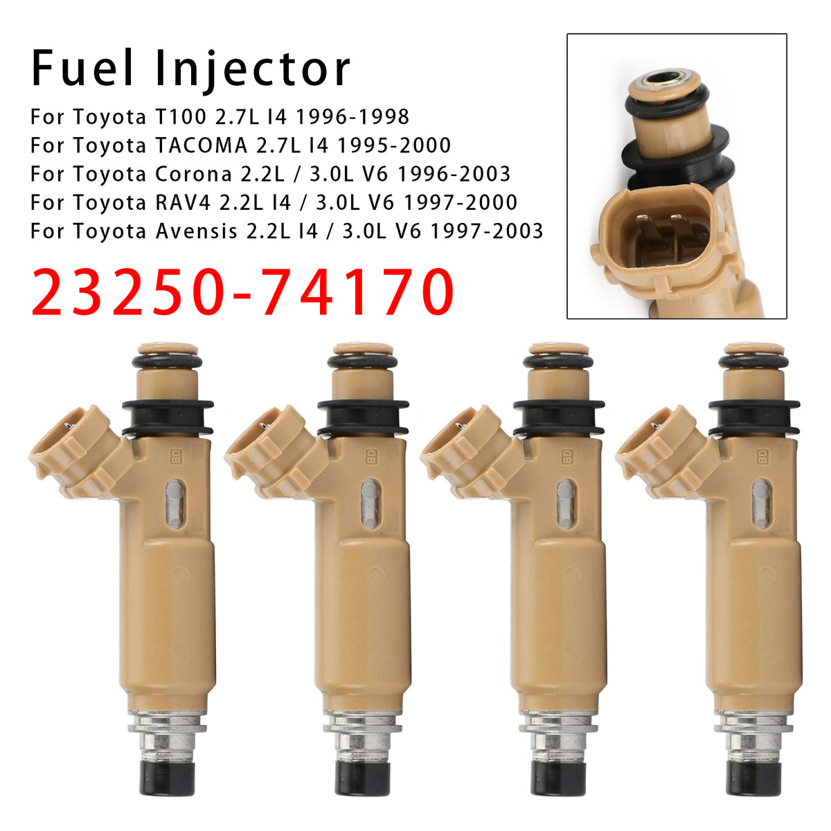 Toyota Avensis Carina Corona RAV4 2.2L 3.0L 23250-74170 4PCS Fuel Injector