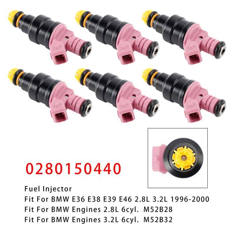BMW E36 328i M3 E39 Z3 1996-2000 2.8L 3.2L 0280150440 6PCS Fuel Injector