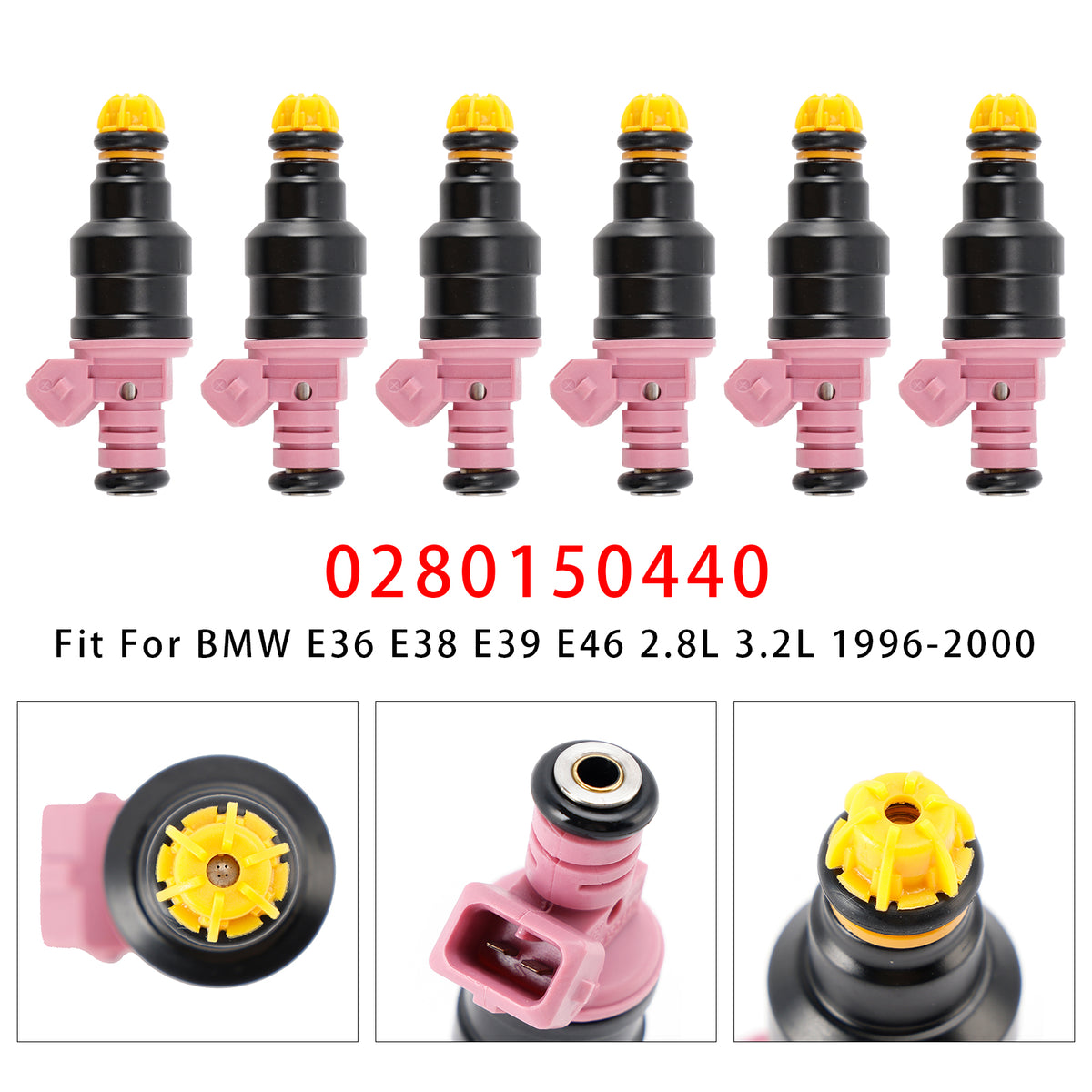 BMW E36 328i M3 E39 Z3 1996-2000 2.8L 3.2L 0280150440 6PCS Fuel Injector