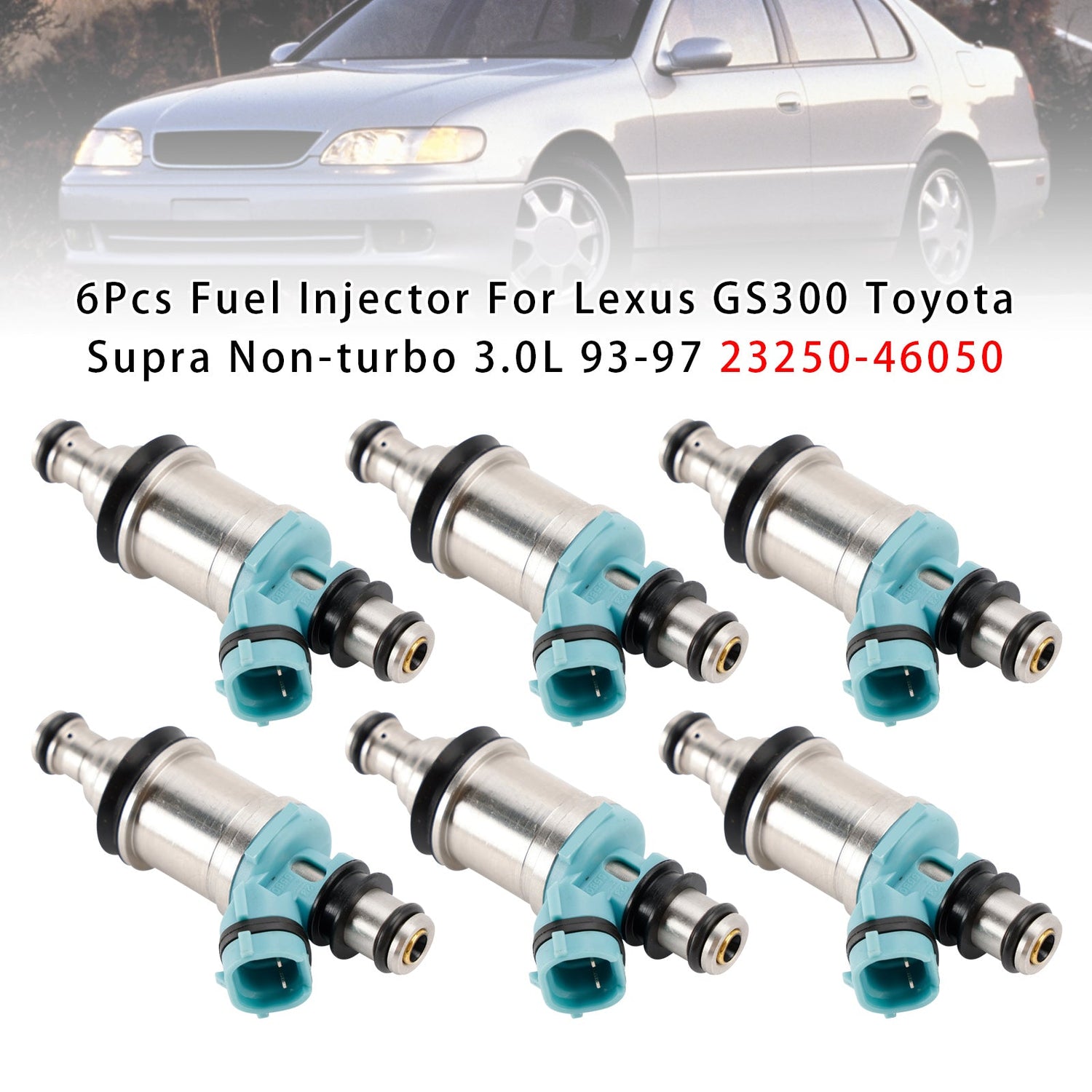6PCS 23250-46050 Fuel Injector For Lexus GS300 Toyota Supra Non-turbo 3.0L 93-97