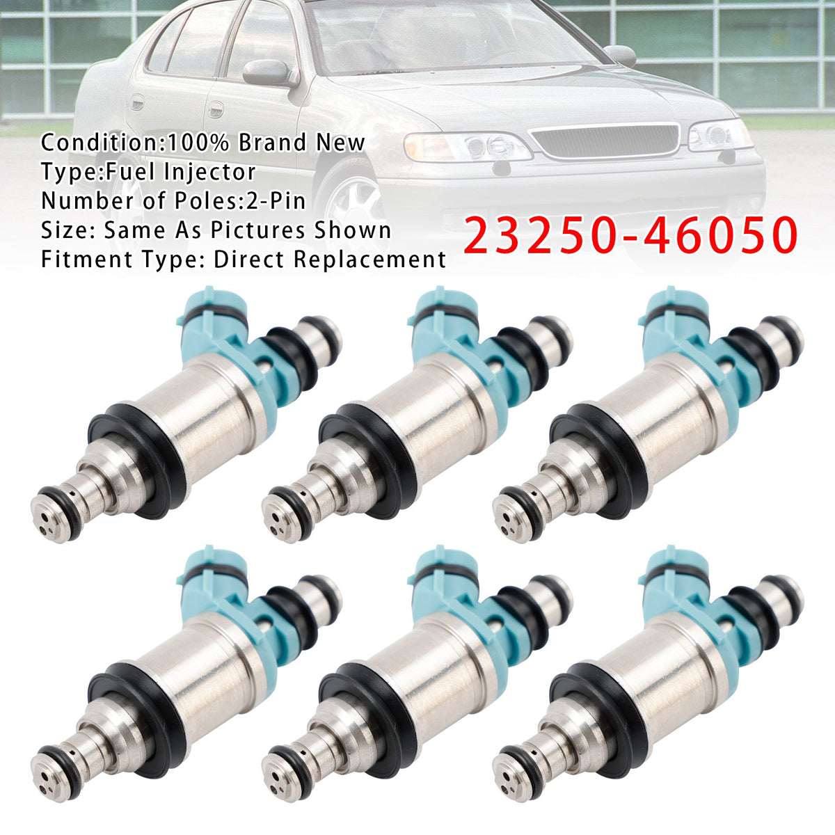 6PCS 23250-46050 Fuel Injector For Lexus GS300 Toyota Supra Non-turbo 3.0L 93-97