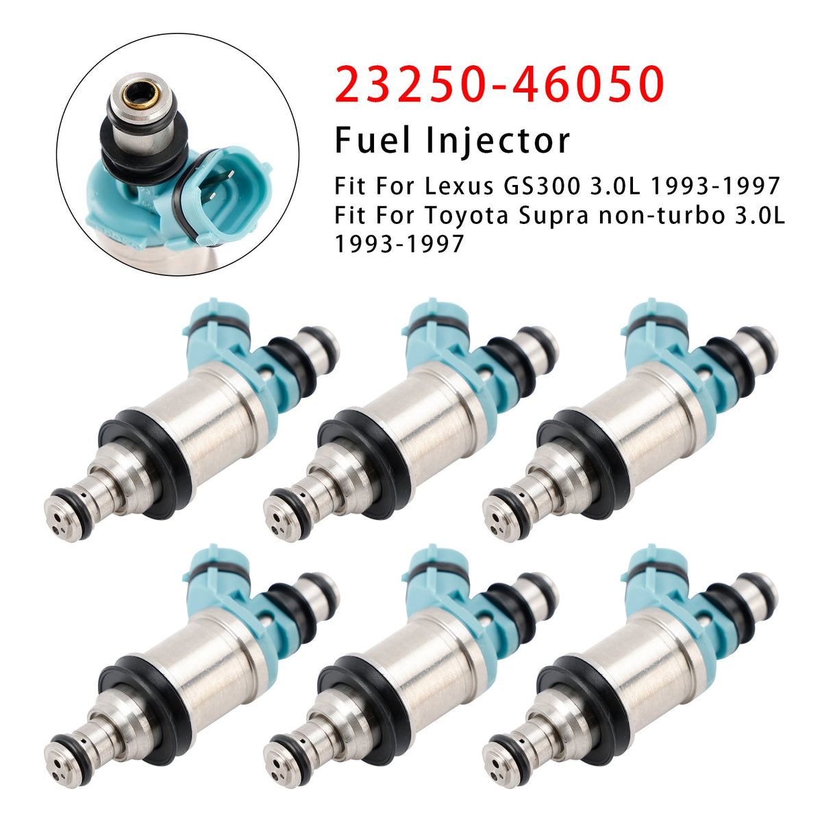 6PCS 23250-46050 Fuel Injector For Lexus GS300 Toyota Supra Non-turbo 3.0L 93-97
