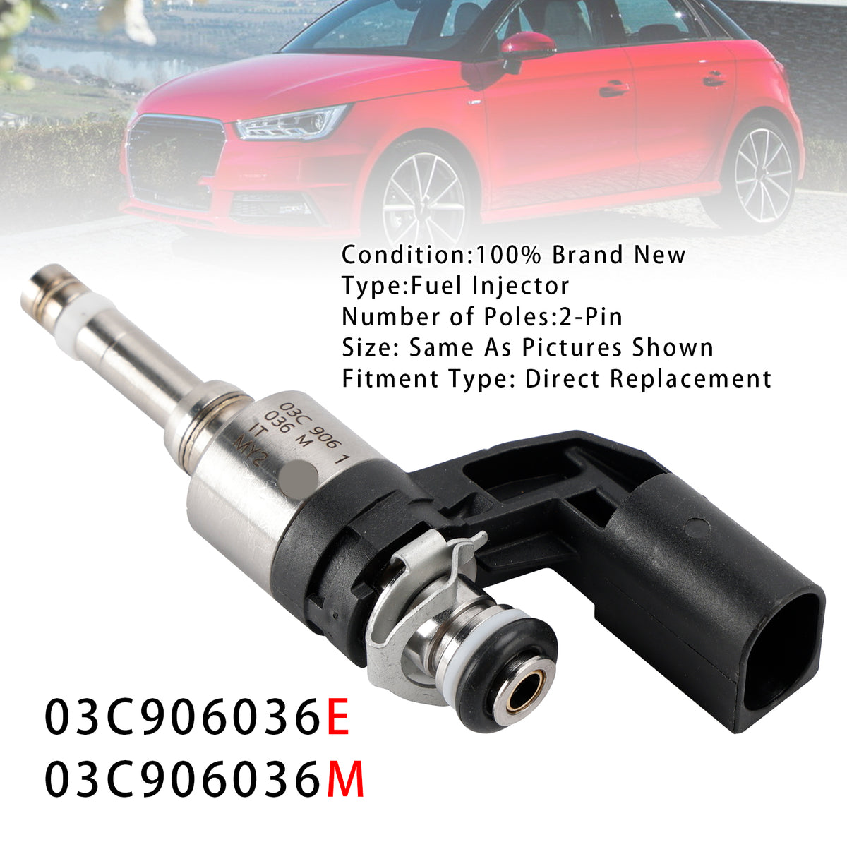 VW Golf V VI Polo Audi A1 1.4L 03C906036E 03C906036M 1PCS Fuel Injector
